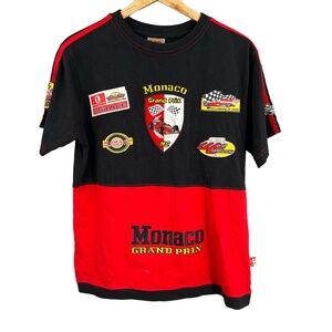 Grand Prix Monaco Racing‎ Patch Shirt Black Red Motorsport GP Logo Size S